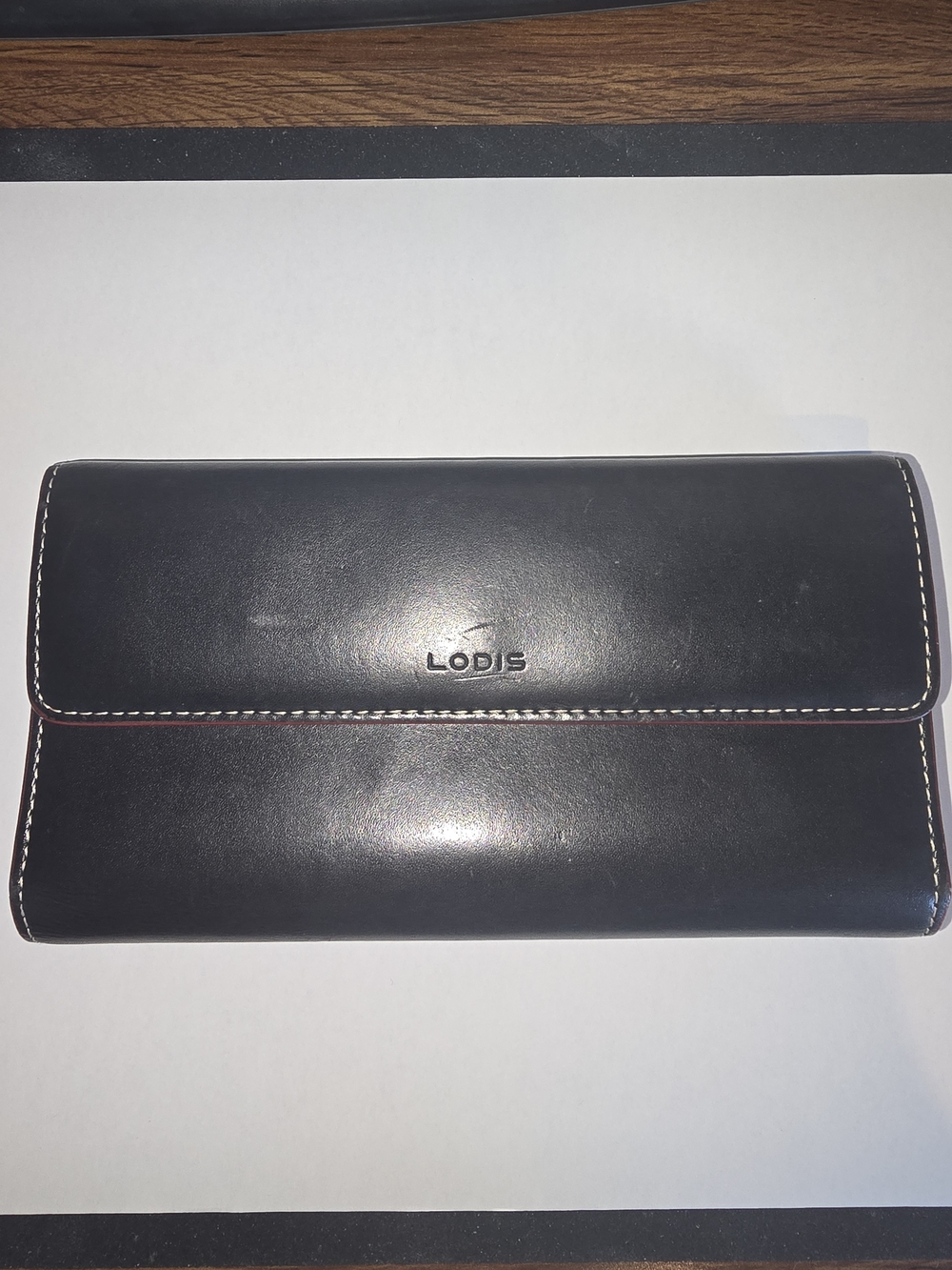 🔥 Lodis by Loewe Black Leather Continental Wallet -Butter Soft- Red Interior